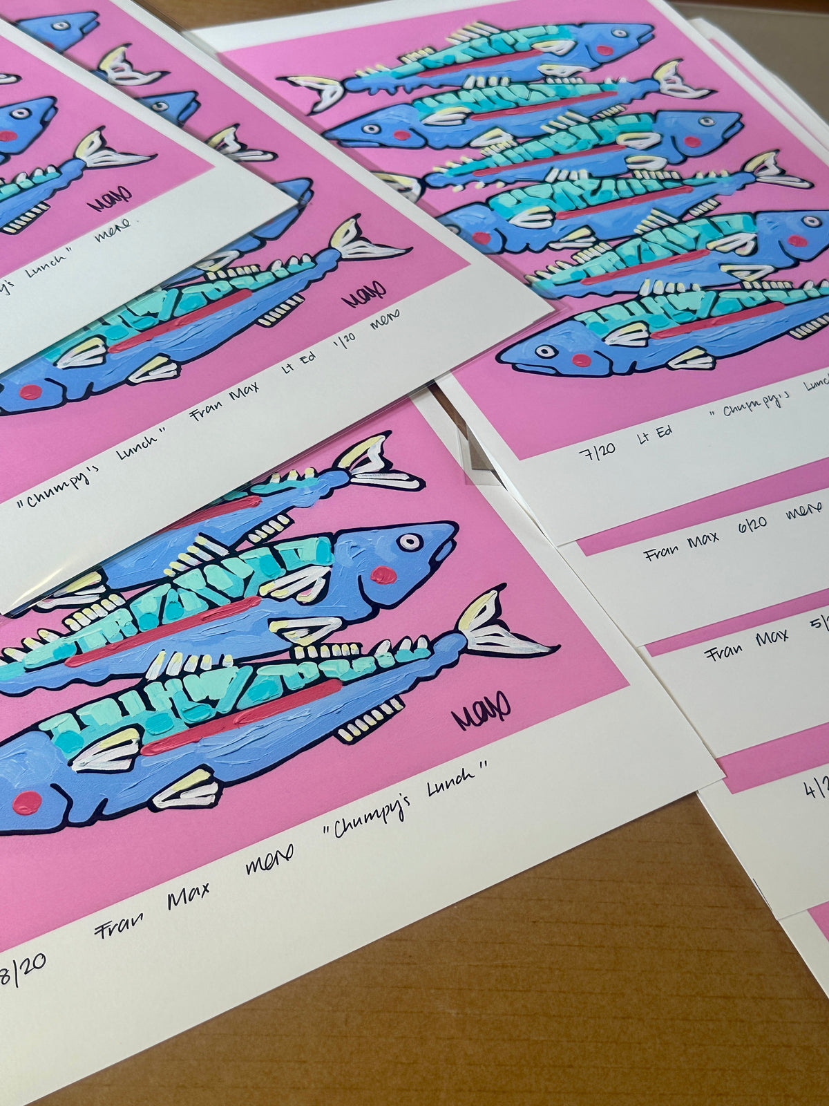 Pink Sardine Print A3