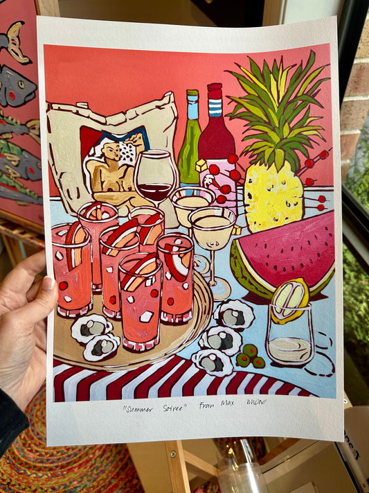 Summer Soireé A3 Fine Art Print with detailing.