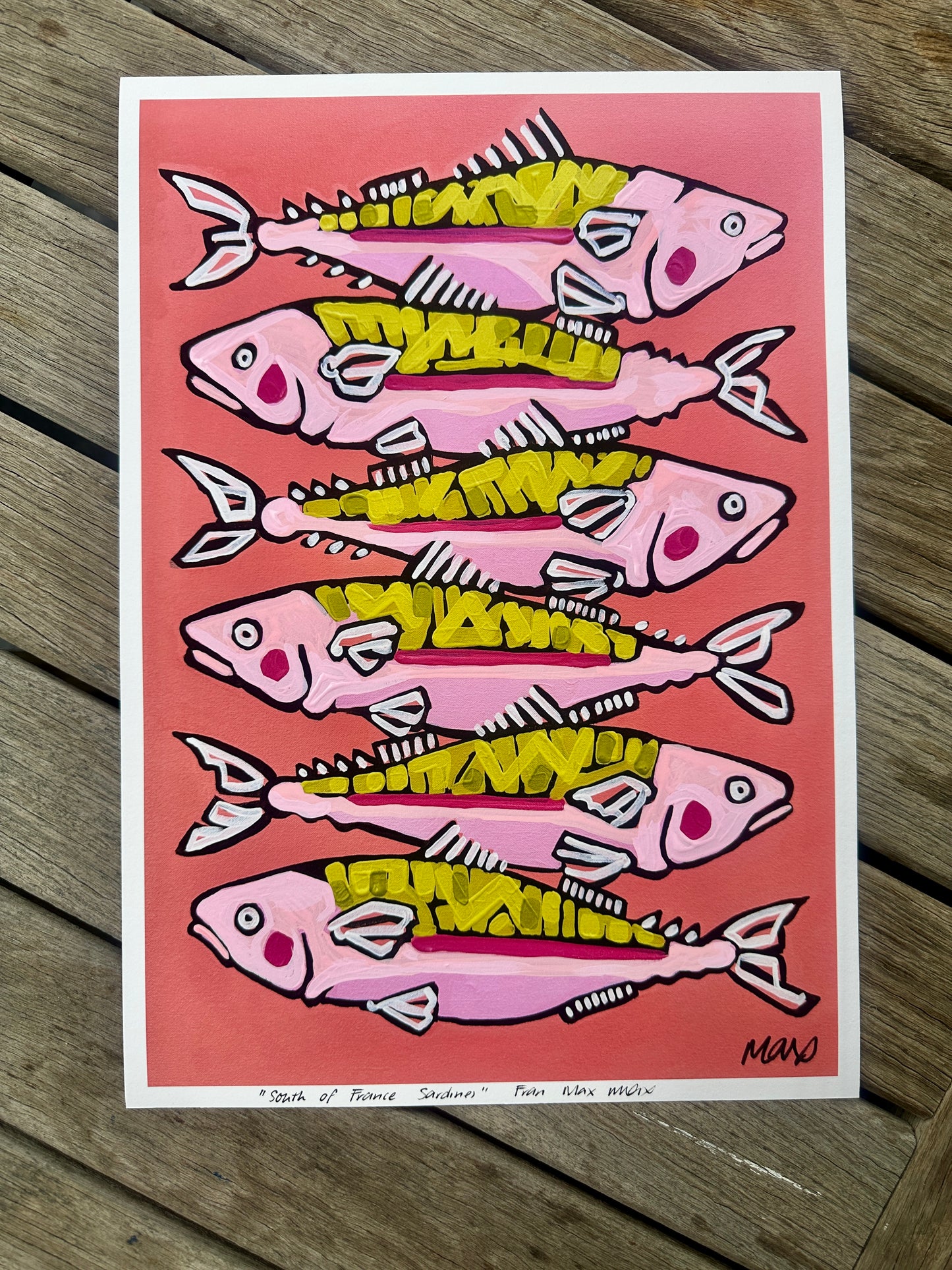 South of France Sardines A3 Fine Art Print with detailing.