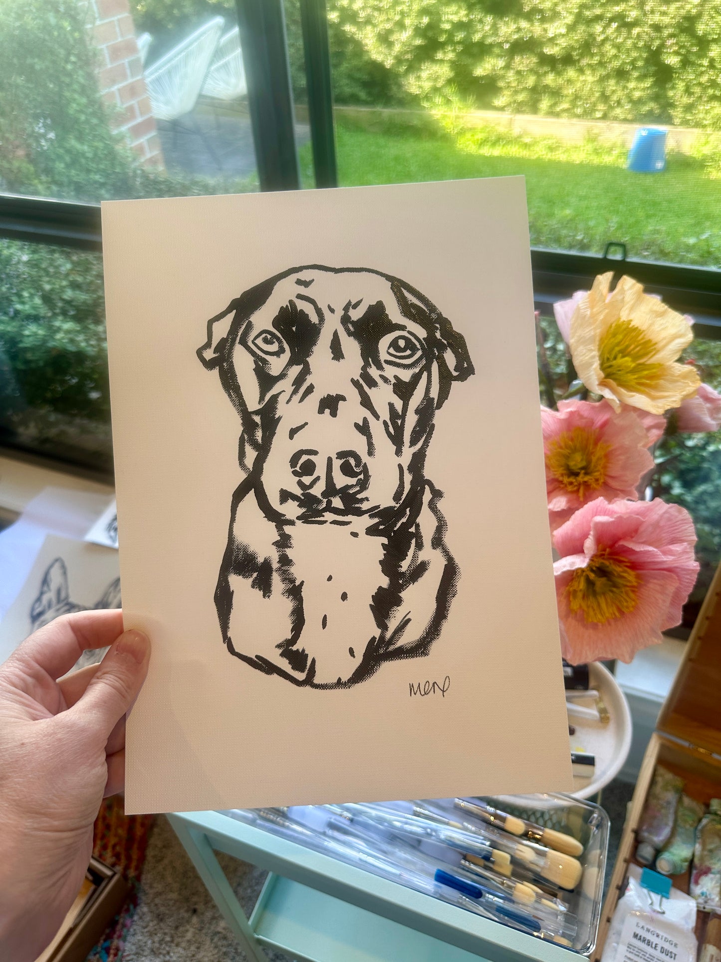 Black and White -  Pet Portrait - Delivered before Christmas