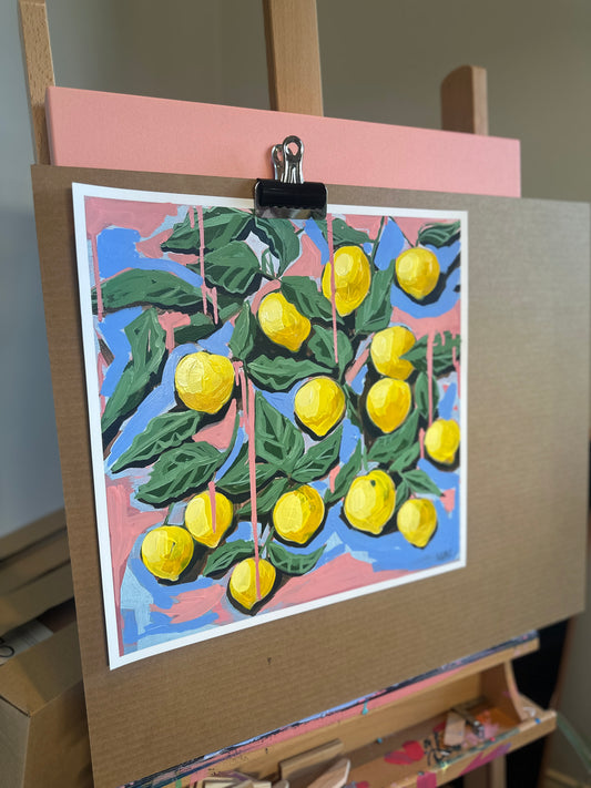Limited ED Fine Art Print of "Santorini Lemonade" with detailing by Fran